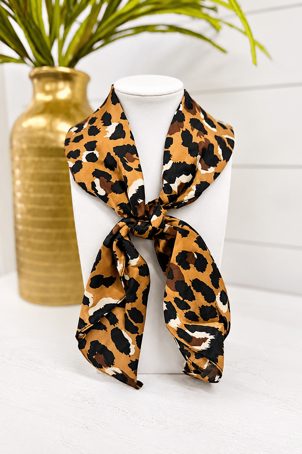 Leopard print bandana scarf in a square shape