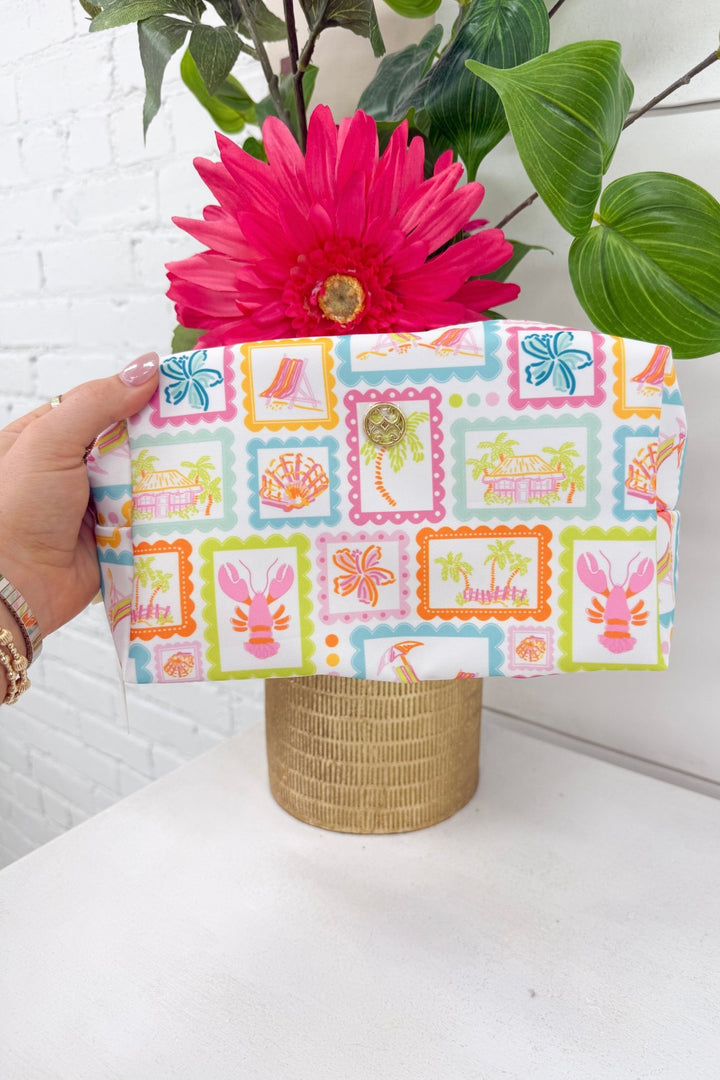 Lets Face It cosmetic bag in the Happy Place print
