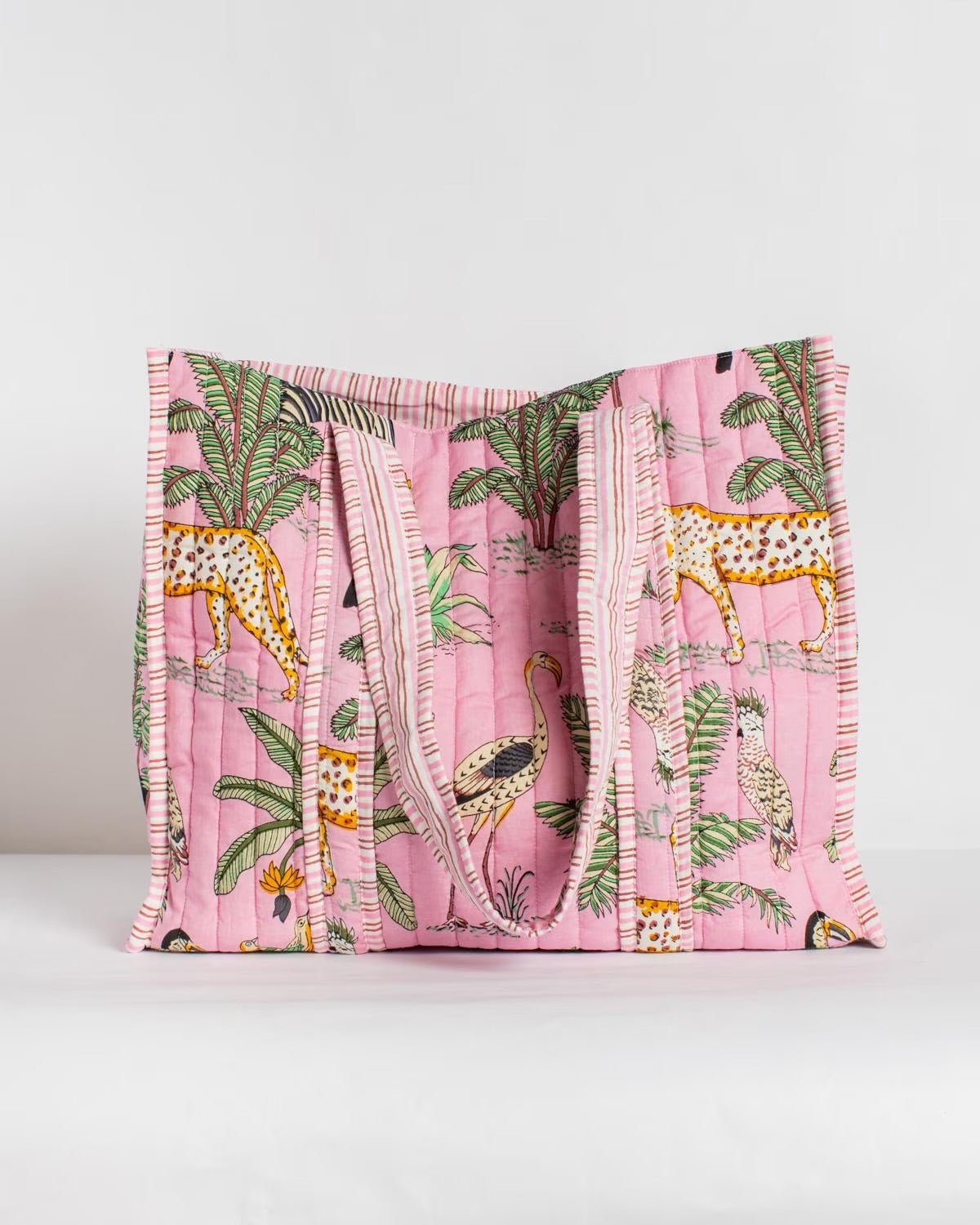 Liana Quilted Tote Pink and Multi - Lavish Boutique Accessories