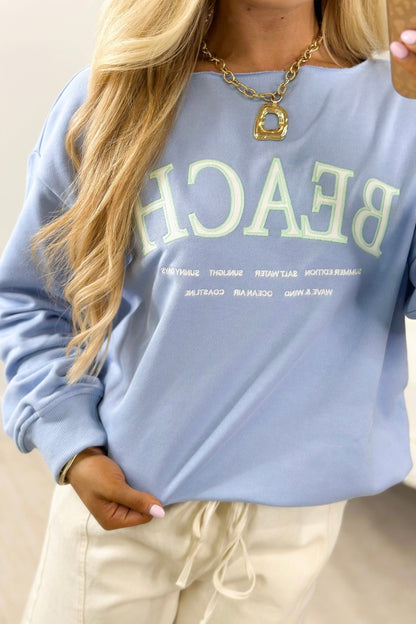 Light Blue Off The Shoulder Beach Embroidered Top - Lavish BoutiqueTops