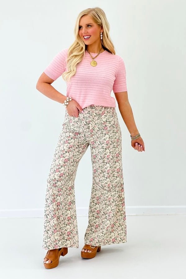 Light Pink Textured Stripe Sweater Top - Lavish Boutique Tops