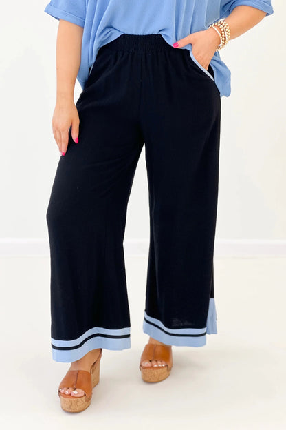 Linen Blend Hem Detail Pant - Lavish Boutique