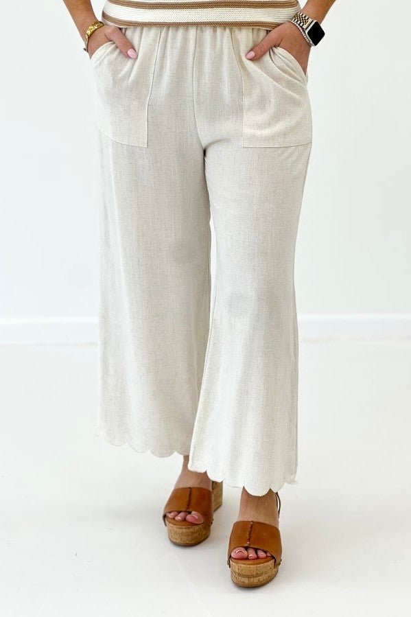 Linen Blend Tulip Hem Pant - Lavish BoutiqueBottoms