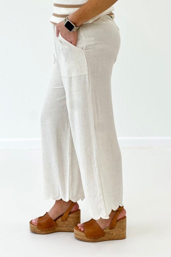 Linen Blend Tulip Hem Pant - Lavish BoutiqueBottoms