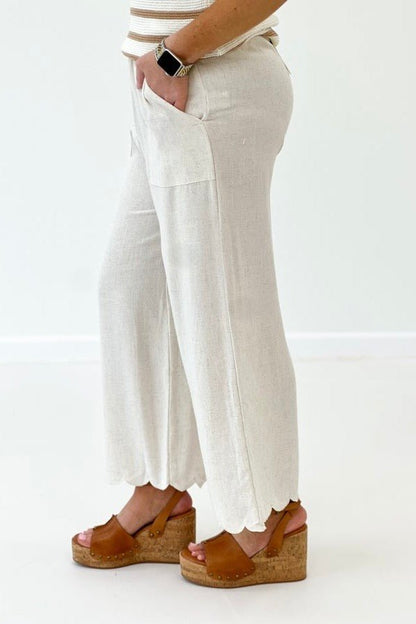 Linen Blend Tulip Hem Pant - Lavish BoutiqueBottoms