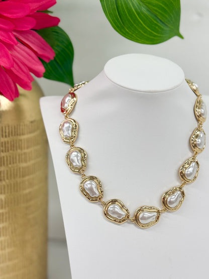 Baroque pearl chain necklace