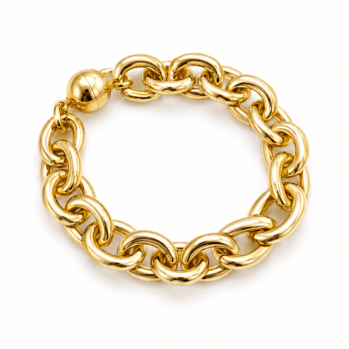 Gold linked chain bracelet with a magnetic clasp