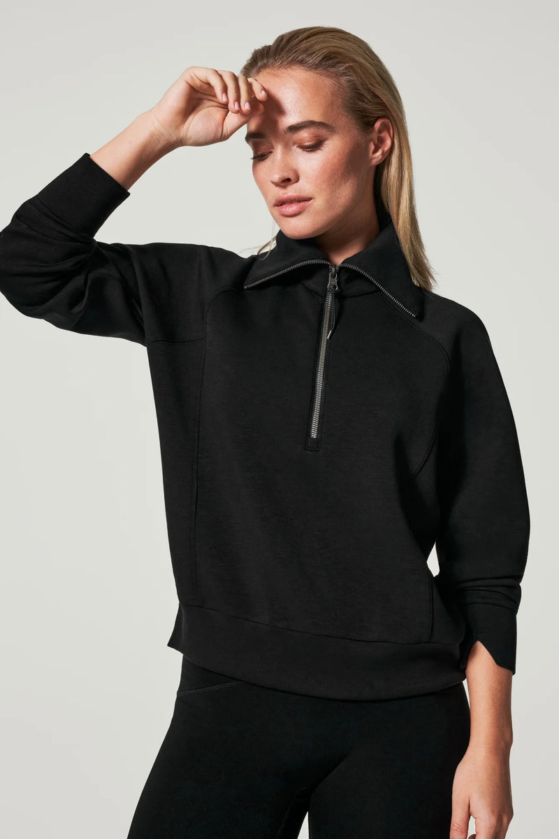 Spanx Very Black Air Essentials Half Zip