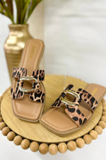 Leopard Buckle Slide Sandal