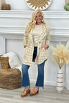 Beige Plaid Folded Sleeve Jacket