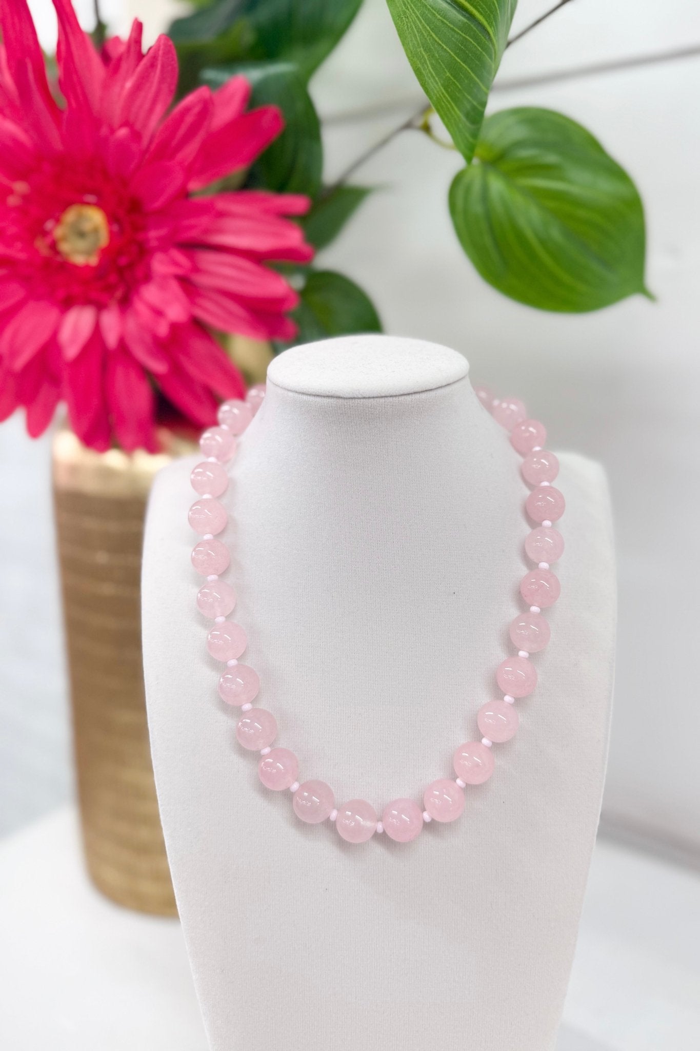 Light pink beaded necklace