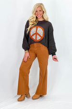 Charcoal Peace Sign Patch Sweater