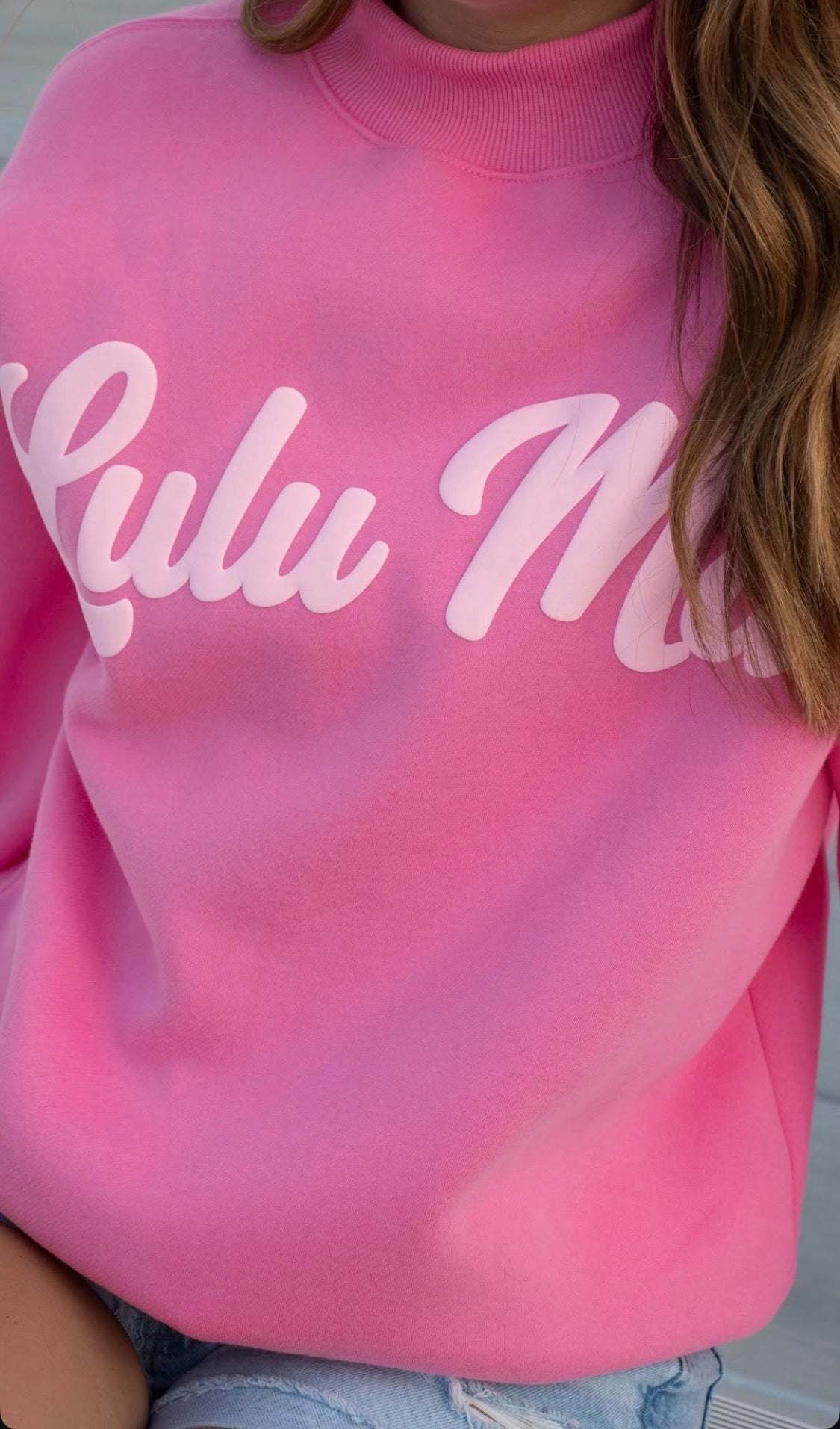 Lulumac Script Mockneck Sweatshirt (PRE-ORDER) - Lavish Boutique01-TOPS