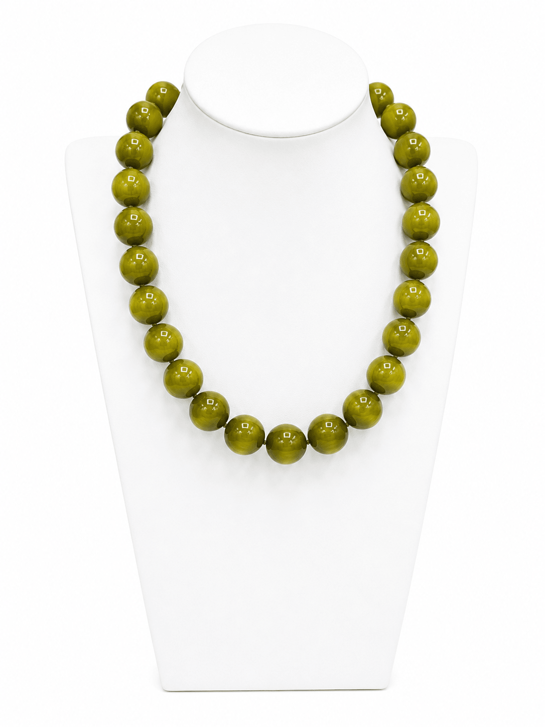 Strand of polished marbled beads in a short necklace