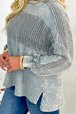 Silver Grey Knitted Low Gauge Rib Sweater Top