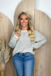 Heather Grey Rolled Edge Pullover Sweater