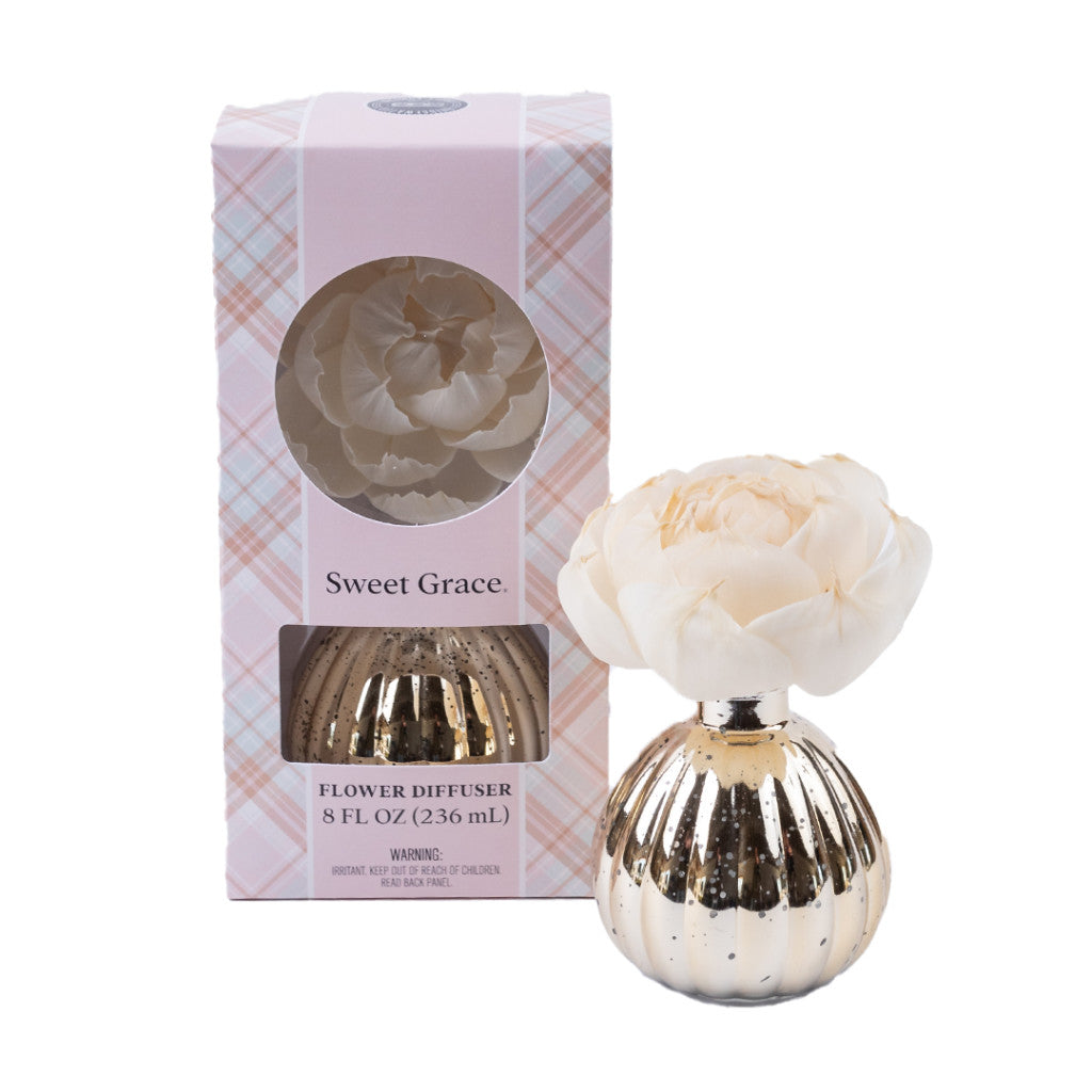 Sweet Grace Mercury Flower Diffuser bottle and flower stem