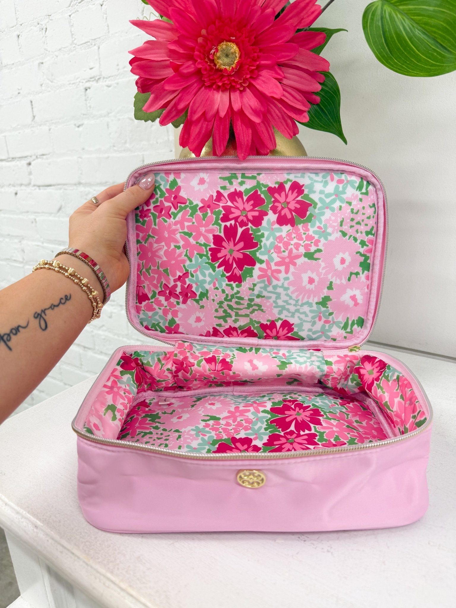 Blush toned Make Me Blush makeup bag