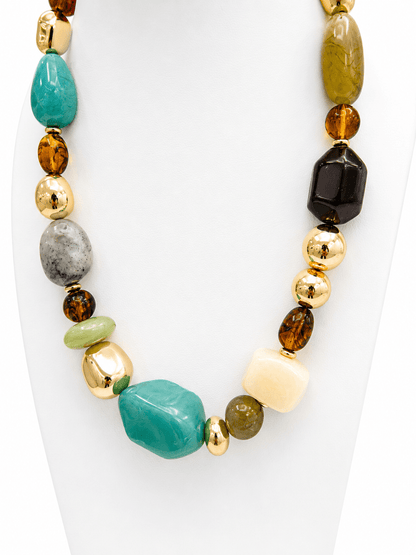 Marble beaded strand with gold-tone accents