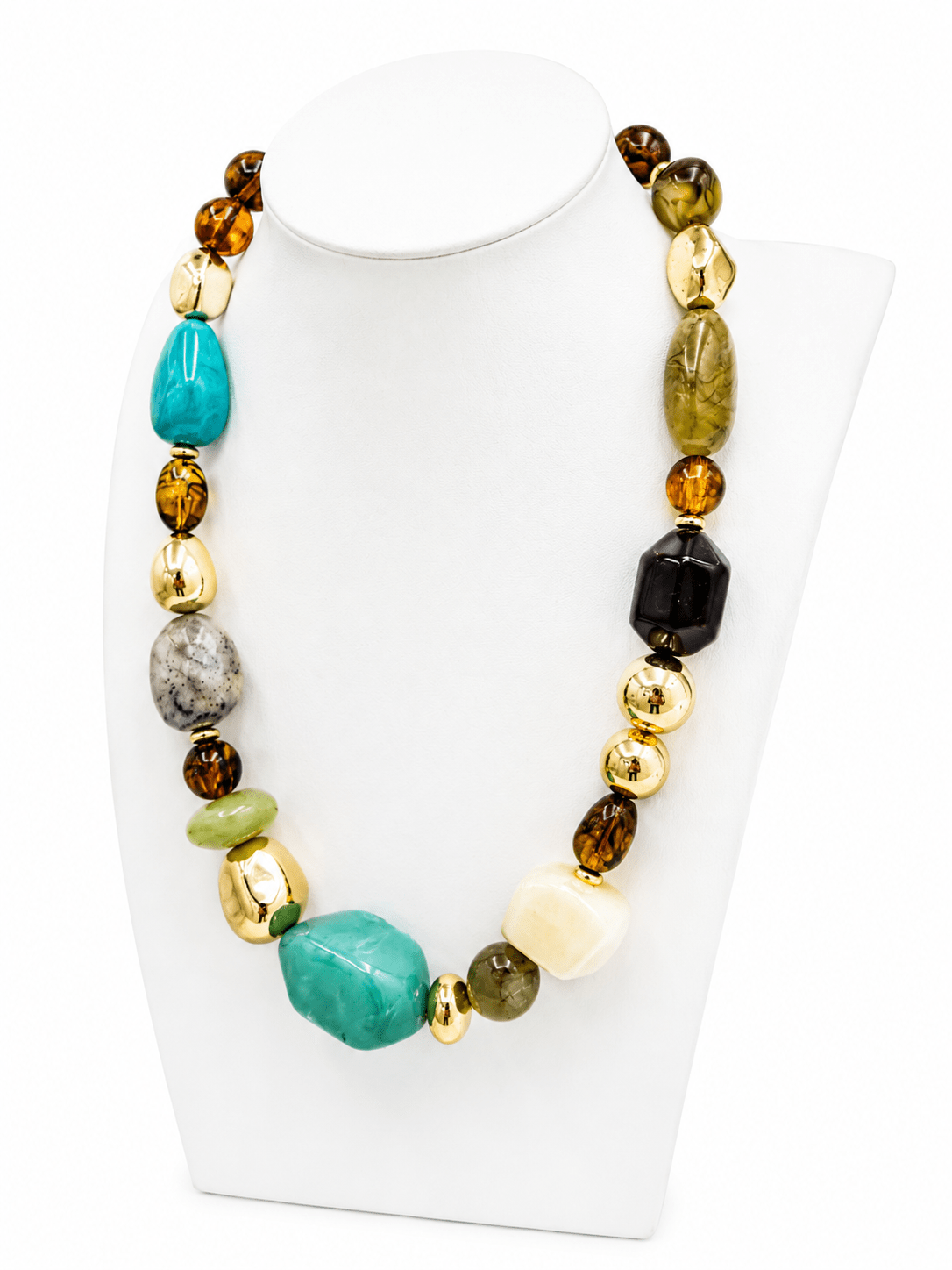 Necklace of polished marble beads