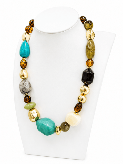 Necklace of polished marble beads