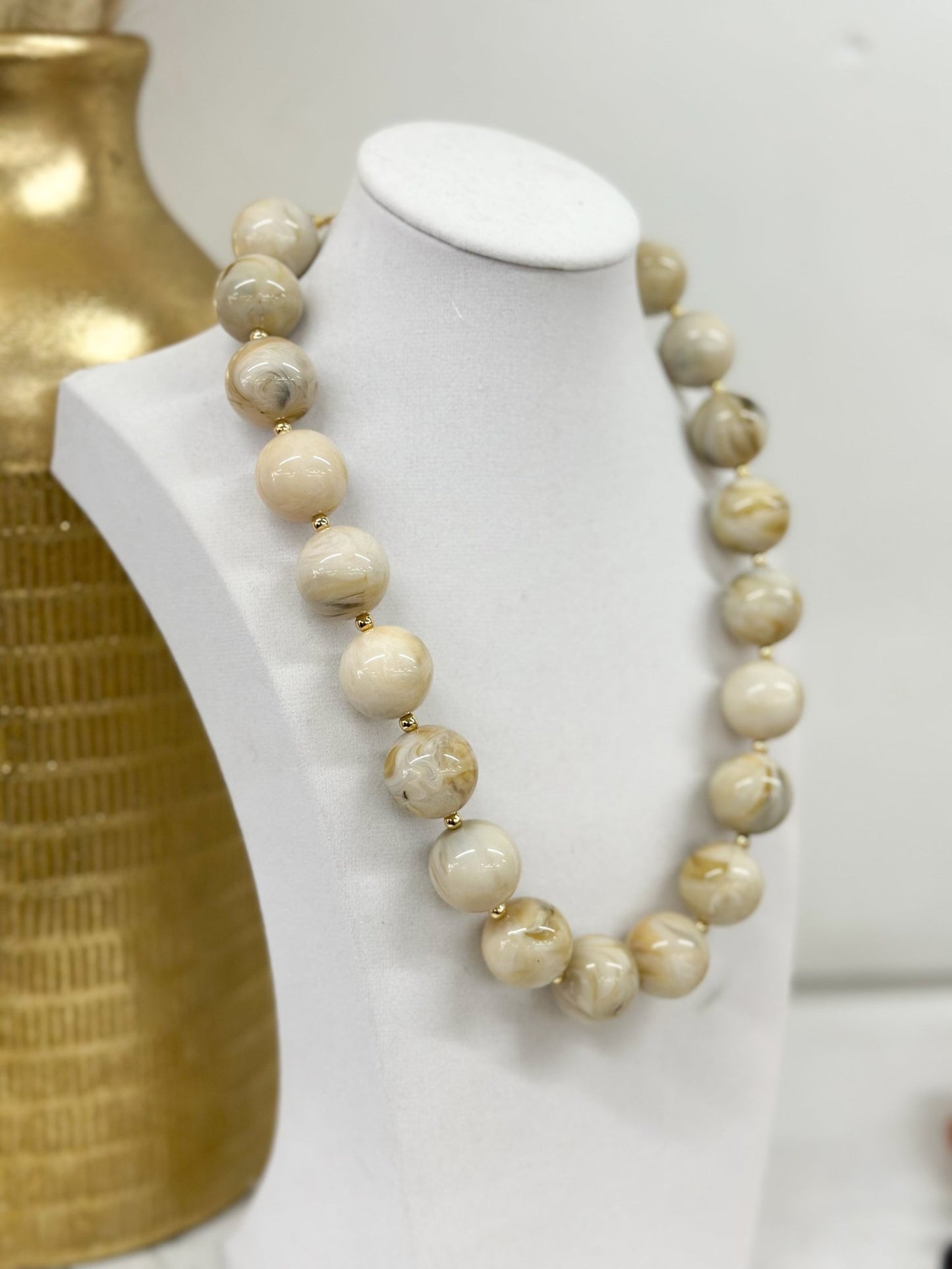 Marble bead strand necklace