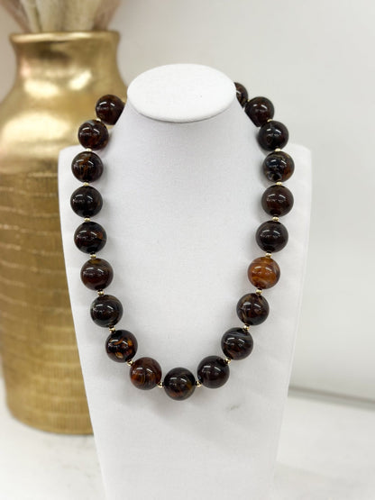 Marble beaded necklace with subtle stone veining