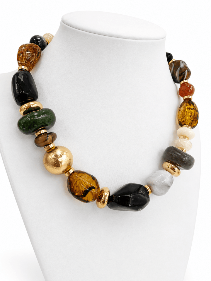 Marble Stone Accent Multi Shaped Necklace - Lavish Boutique08-ACCESSORIES