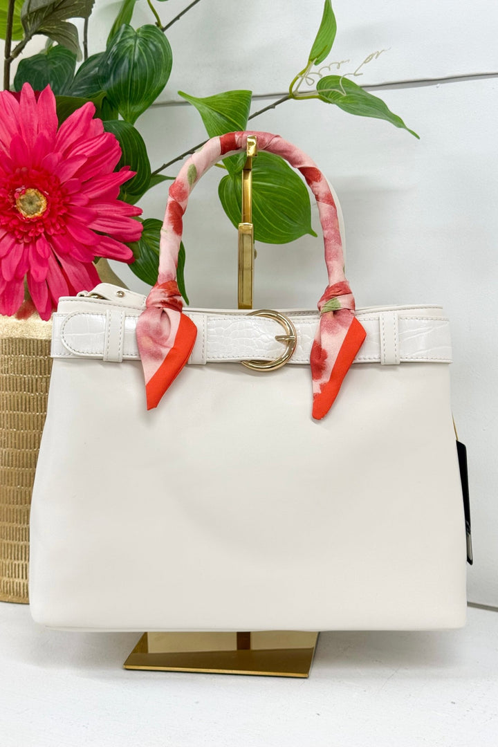 Mila Spring Scarf Mini Handbag - White - Lavish BoutiqueAccessories