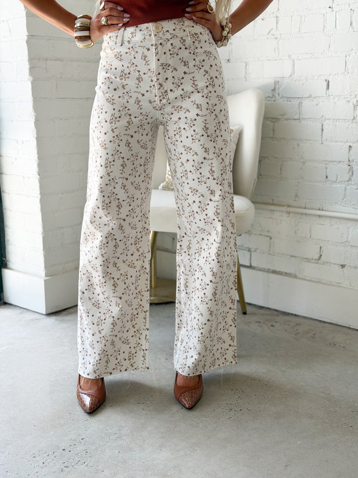 Floral print pants with a relaxed straight leg