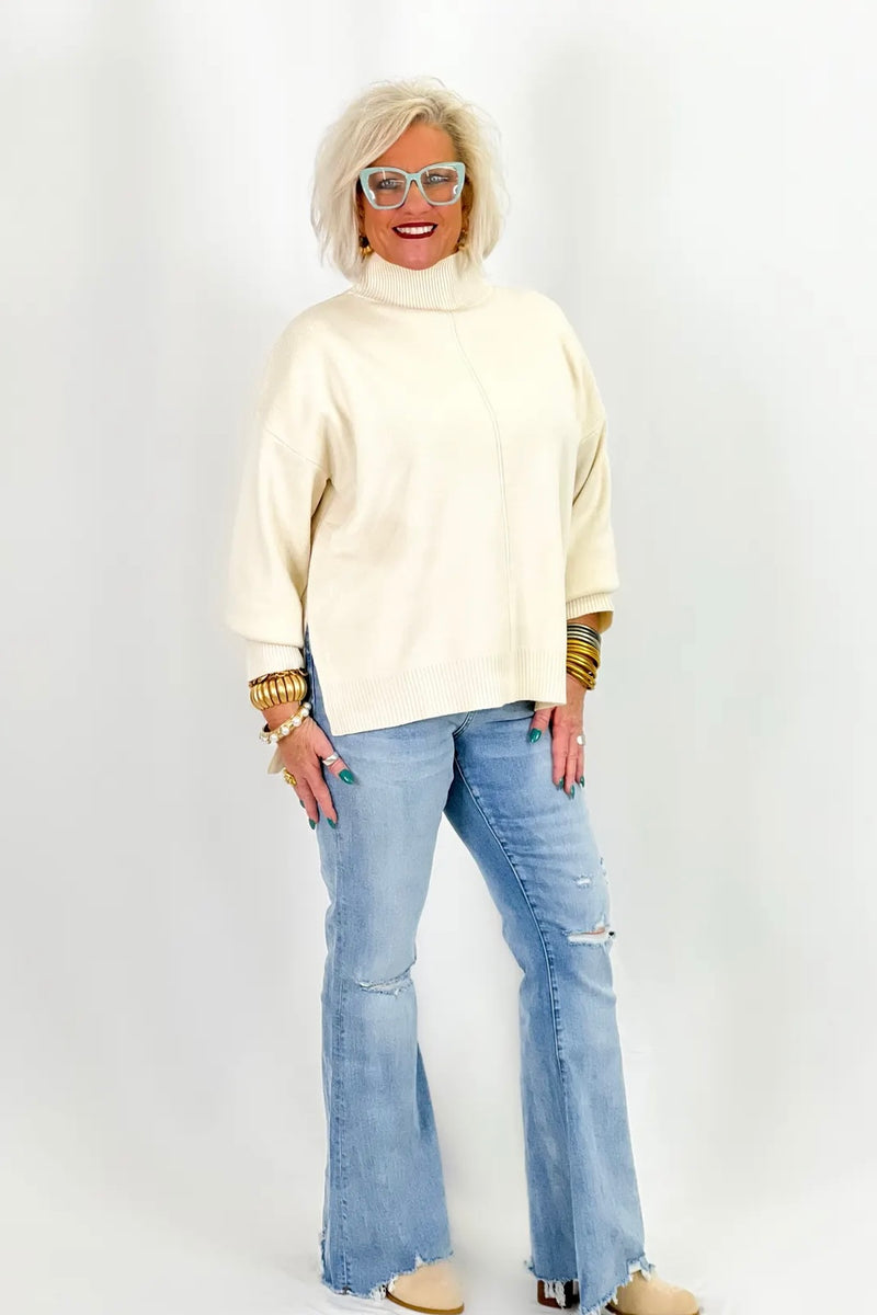 Cream Mock Neck Sweater