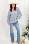 Denim Mixed Knit Pattern Sweater