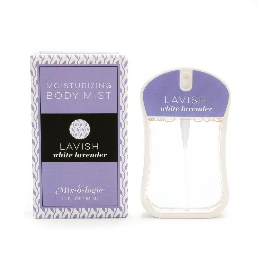 Moisturizing body mist in Lavish, a white lavender scent