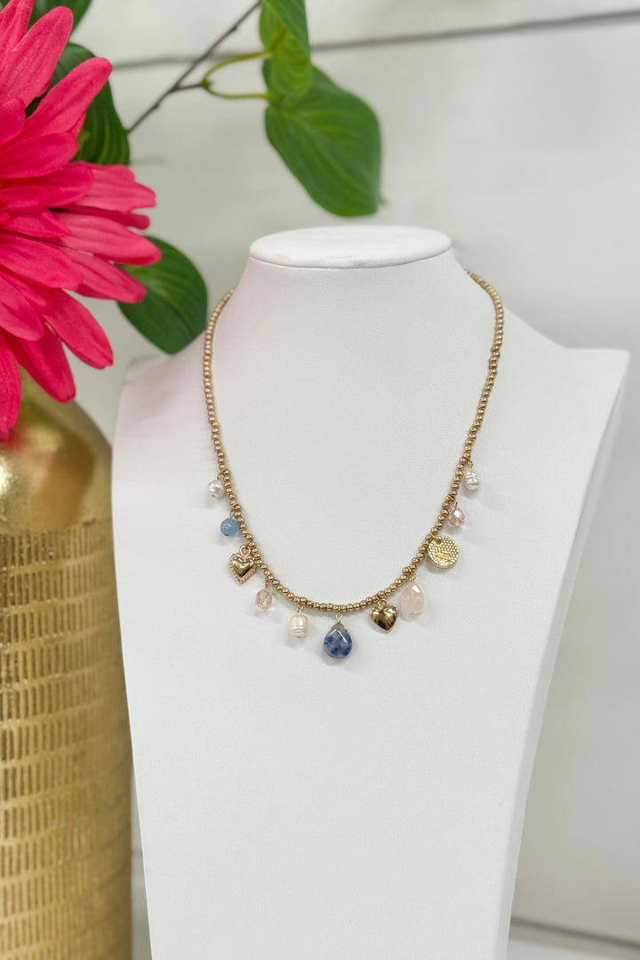 Multi and Gold Glass and Multi Ball Necklace - Lavish Boutique Accessories