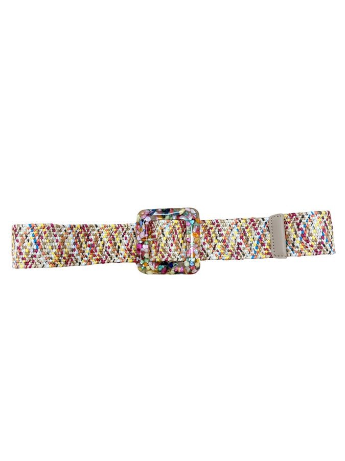 Multicolour confetti print belt with a buckle closure