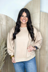 Taupe Soft Banded Detail Top