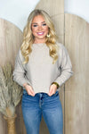 Warm Gray Mini Waffle Texture Dolman Top