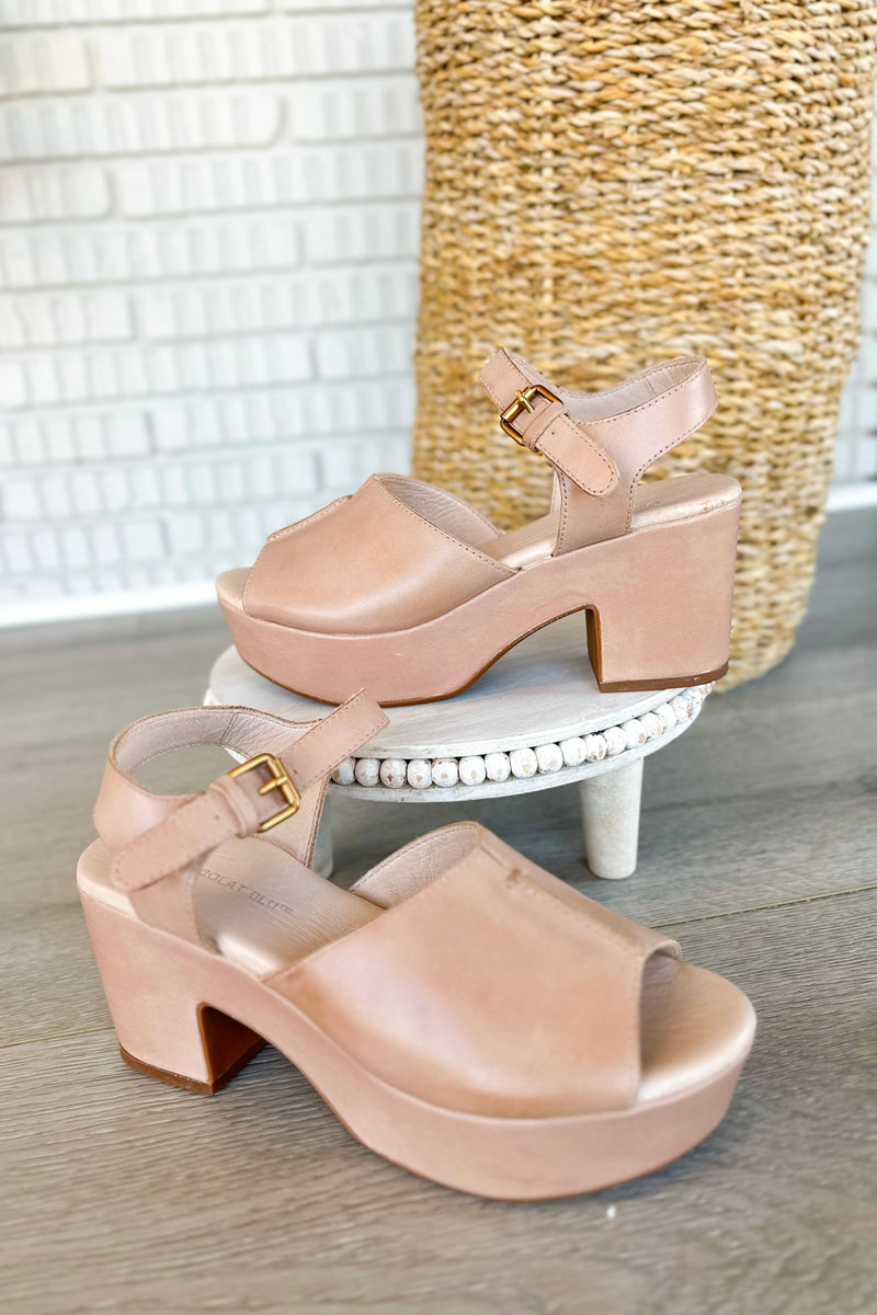 Chocolat Blu Giannis Nude Leather Ankle Wedge