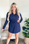 Navy Long Sleeve Hoodie Romper