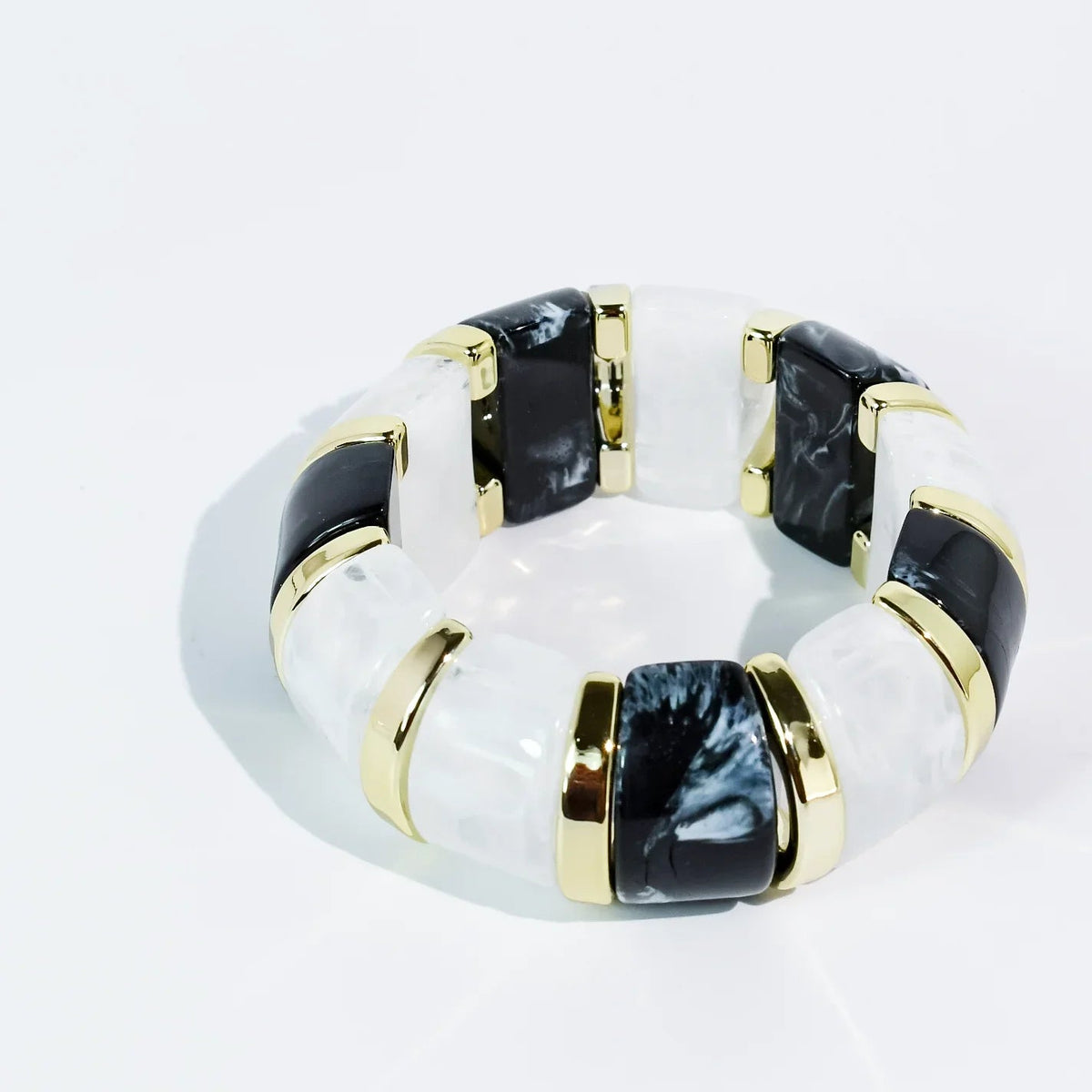 Dark bead bracelet with a polished finish