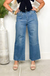 Denim Cropped Straight Leg Jeans