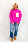 Fuchsia and Ivory Front Pocket Sweater