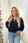 Black Collared V-Neck Sweater
