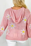 Strawberry Milk V-Neck Floral Print Hoodie Sweater