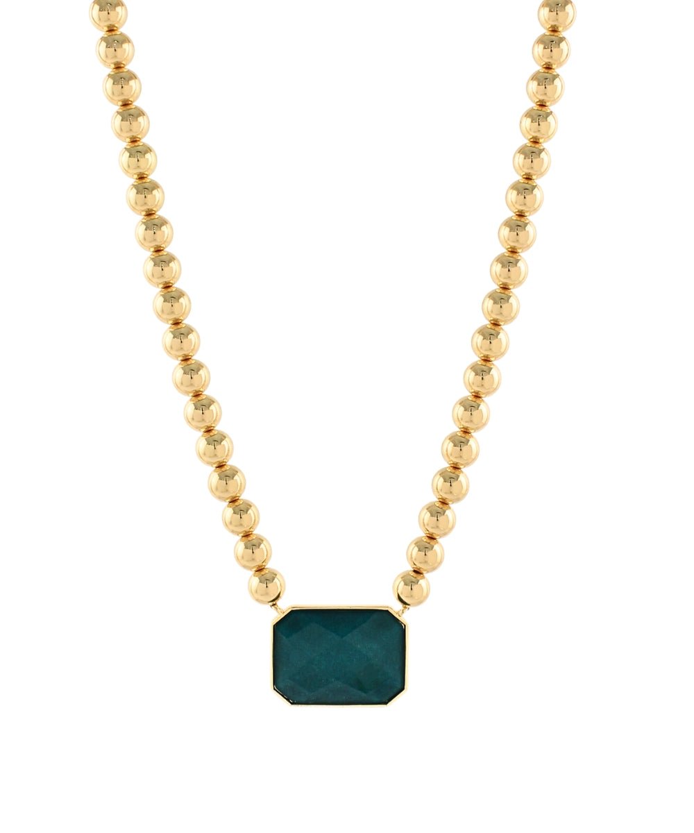Octagon stone beaded necklace in a short strand