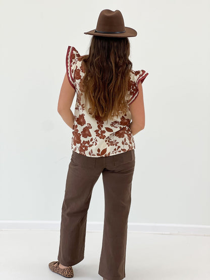 Oddi Floral Print Short Sleeve Blouse Top - Lavish Boutique01-TOPS
