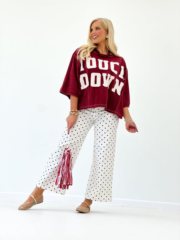 Oddi Oversized Touchdown Short Sleeve Sweatshirt - Lavish Boutique01-TOPS