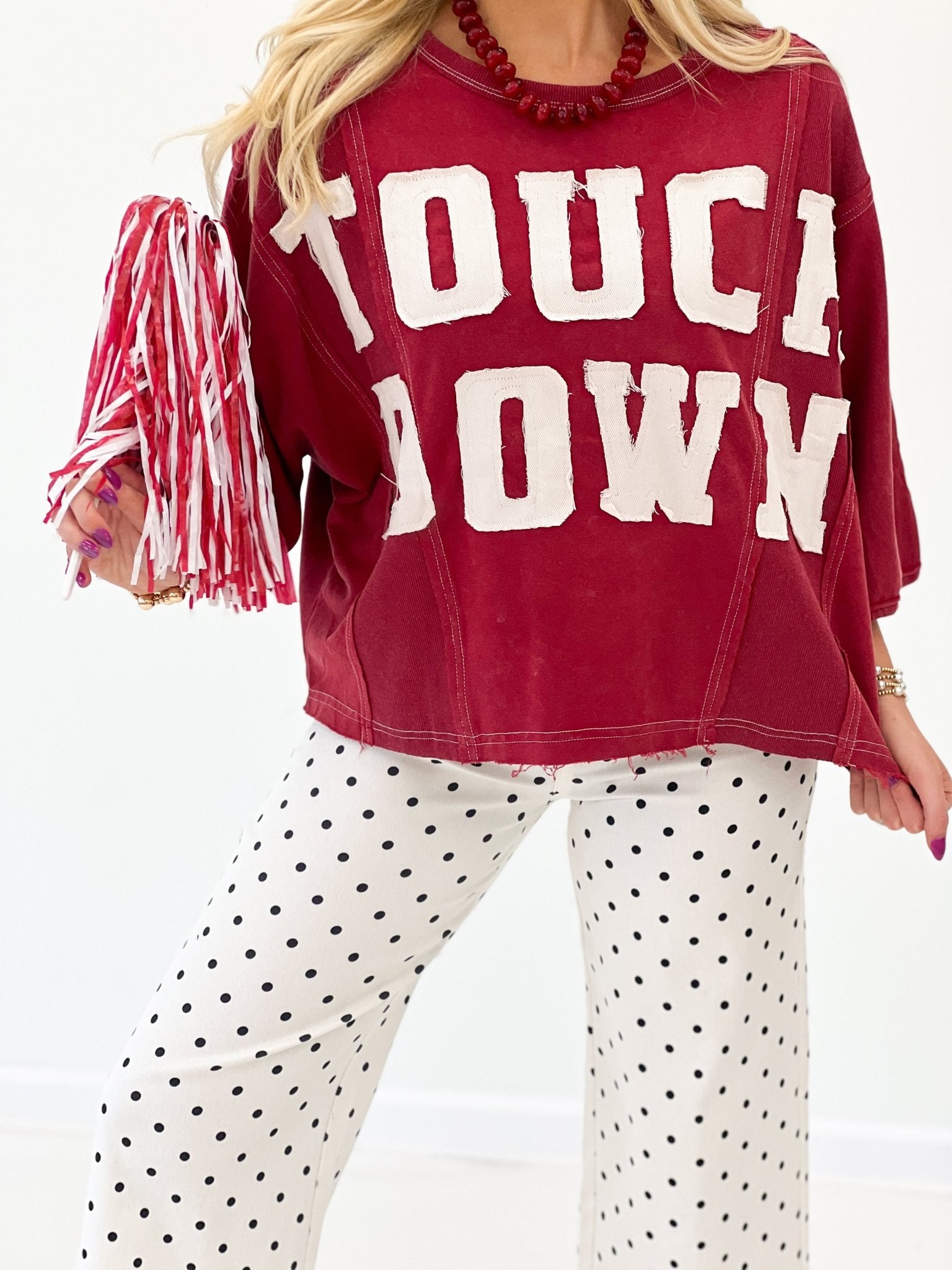 Oversized gameday sweatshirt tee with bold lettering