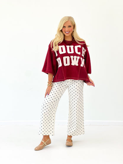 Short sleeve pullover sweatshirt with dropped shoulders