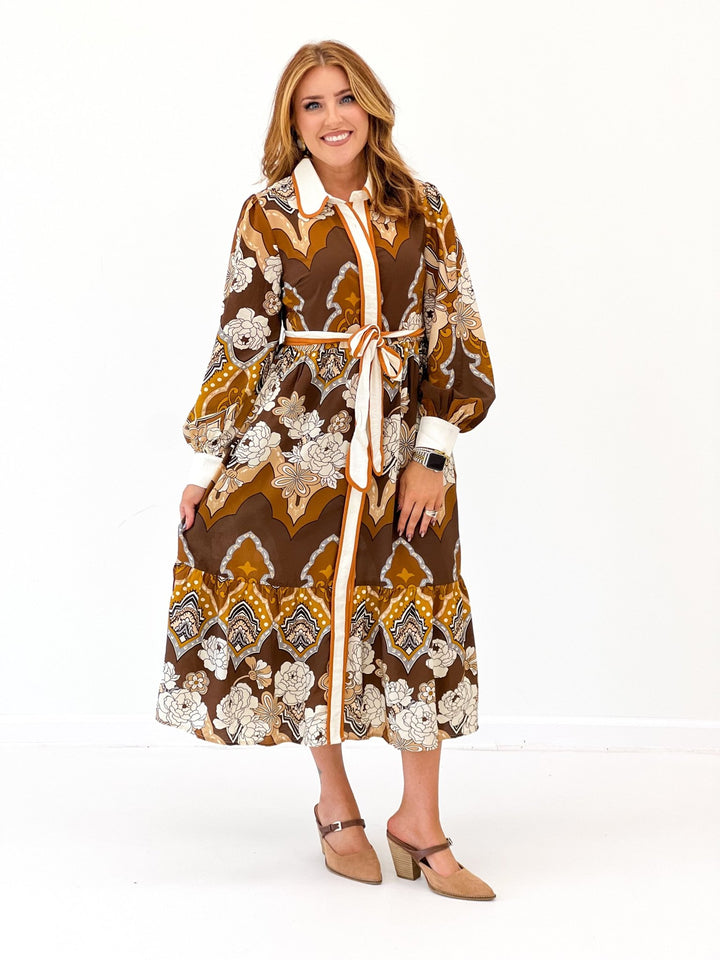 Oddi Retro Print Midi Dress - Lavish Boutique04-DRESSES